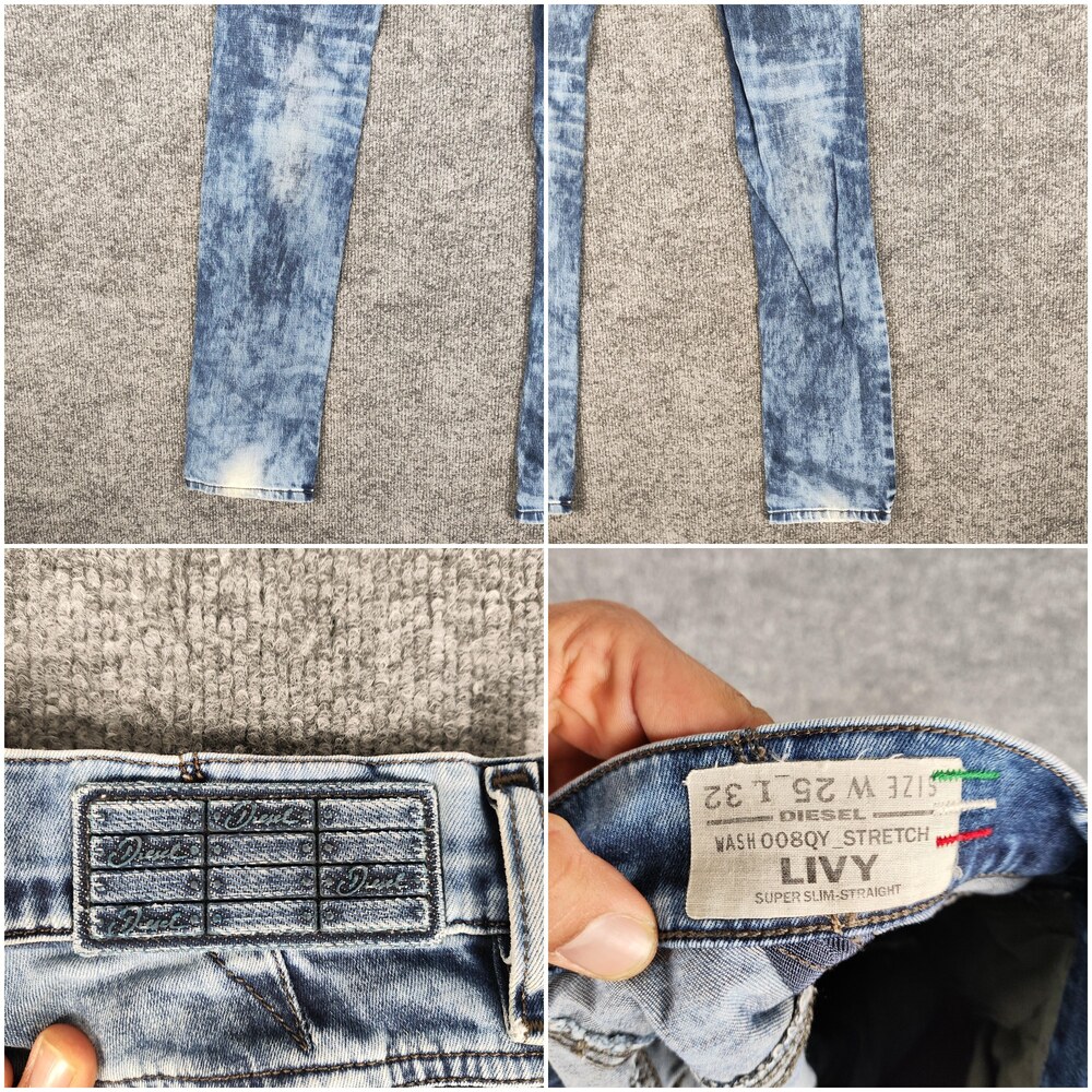 Diesel Livy Slim Straight Jeans Womens W25 L32 Blue Acid Wash Mid Rise Denim - Picture 15 of 16